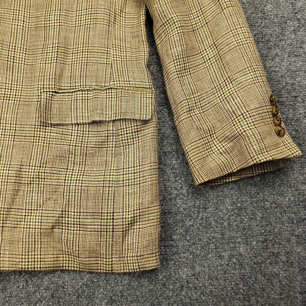 Paul Stuart Blazer Mens 43S Wool Silk Linen Houndstooth Plaid Scottish Tweed - Picture 10 of 14